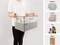 2 Pieces Fabric Storage Bins with Lids for Organizing, Foldable Storage Boxes with Lids for Shelves, Clothes Baskets with Cotton Rope Handles, Closet Storage Bins, Large, Beige & Gray,